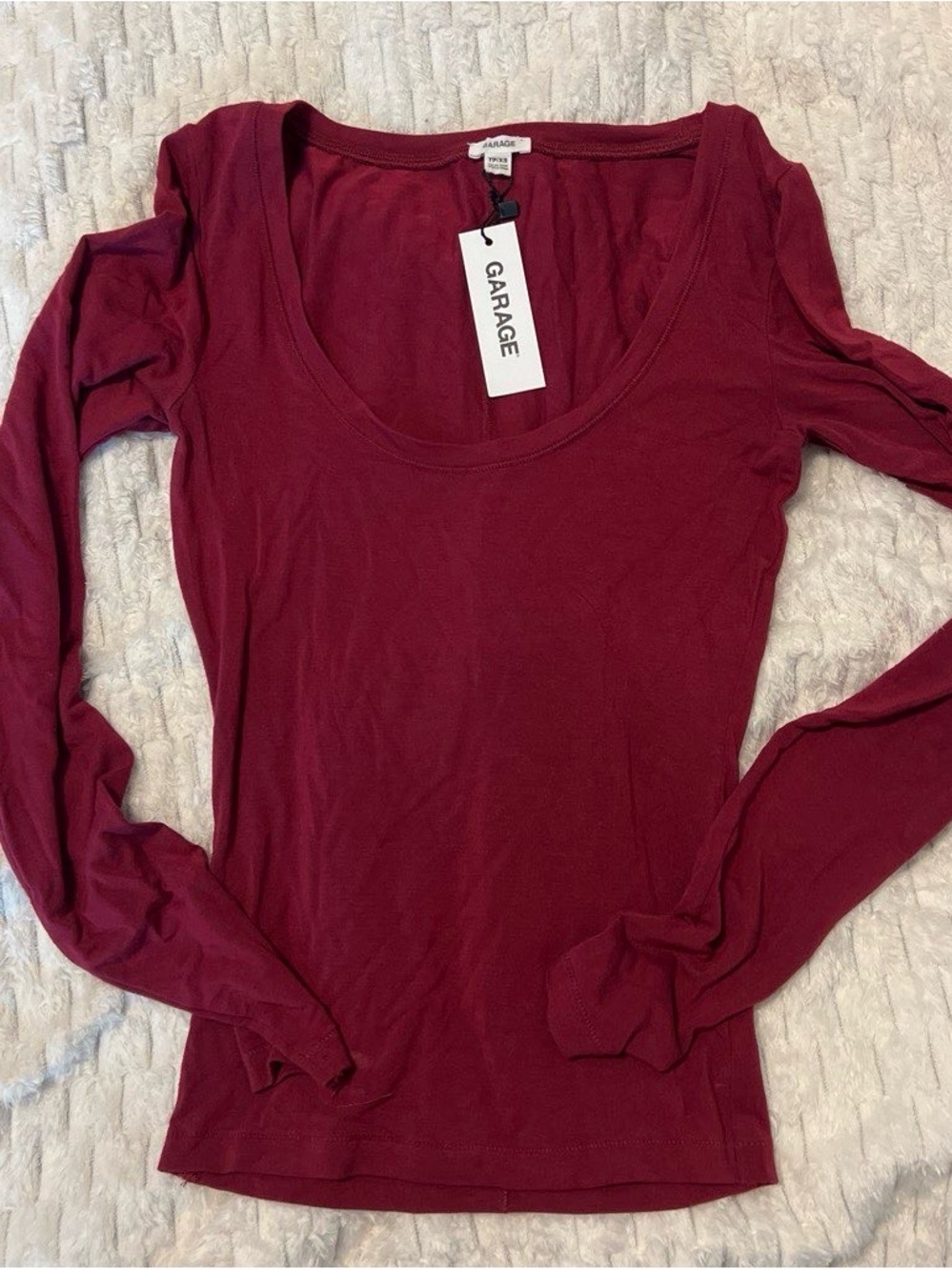 Garage Women's Long Sleeve Scoop Neck Tee -  Sour Cherry Burgundy